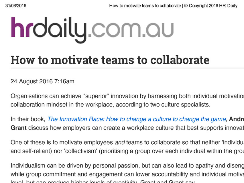 HR DAILY: How to motivate teams to collaborate
