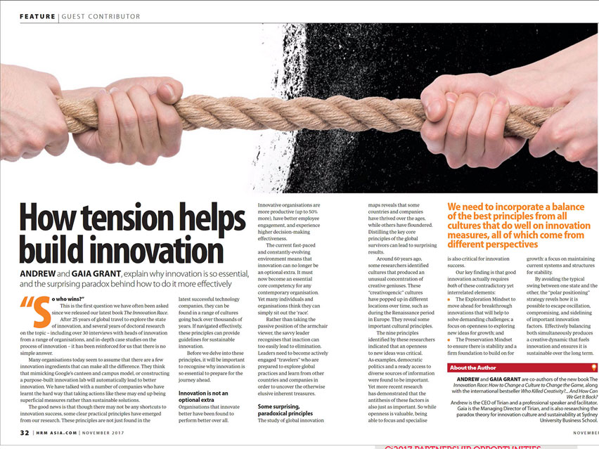 HR Asia Magazine: How Tension Helps Build Innovation